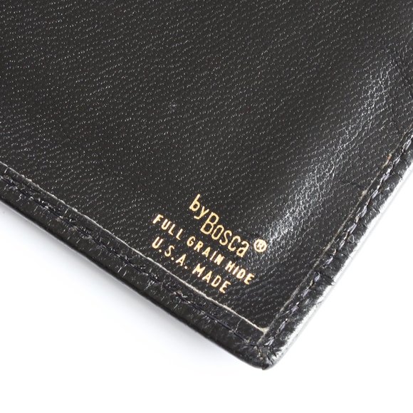 Bosca Wallet with Check Book Holder Black Leather Trifold Vintage - Picture 11 of 15